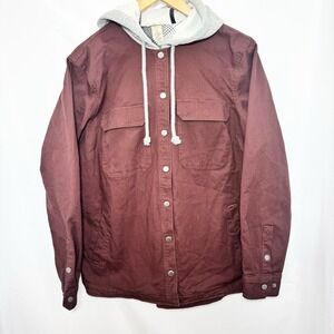 Duluth Trading Jacket‎ Womens L Fire Hose Lined Hooded Shirt Jac Shacket Chore